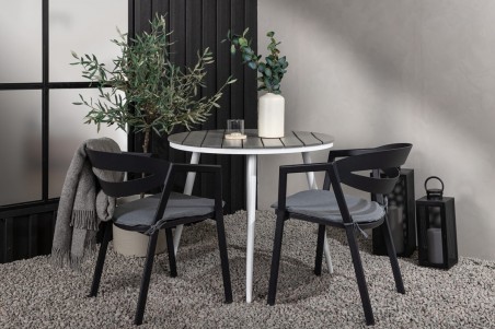Break, Slit rund matgrupp Ø90 cm grå/svart Venture Home