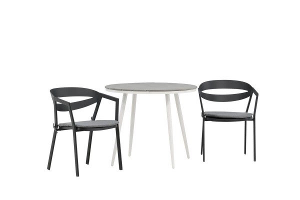 Break, Slit rund matgrupp Ø90 cm grå/svart Venture Home