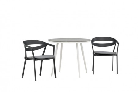 Break, Slit rund matgrupp Ø90 cm grå/svart Venture Home
