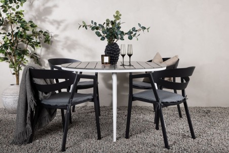 Break, Slit rund matgrupp grå/svart Venture Home