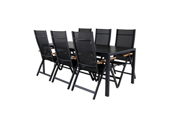Break, Panama matgrupp 1 bord + 6 stolar svart Venture Home