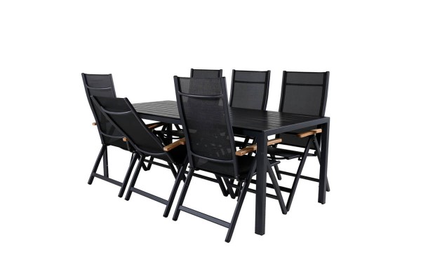 Break, Panama matgrupp 1 bord + 6 stolar svart Venture Home