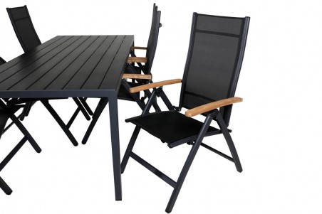 Break, Panama matgrupp 1 bord + 6 stolar svart Venture Home