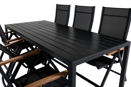 Break, Panama matgrupp 1 bord + 6 stolar svart Venture Home
