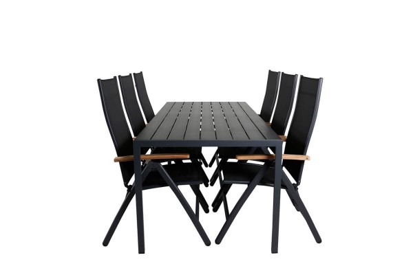 Break, Panama matgrupp 1 bord + 6 stolar svart Venture Home
