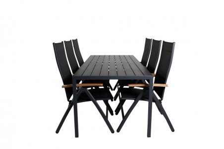 Break, Panama matgrupp 1 bord + 6 stolar svart Venture Home