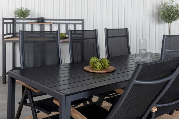 Break, Panama matgrupp 1 bord + 6 stolar svart Venture Home