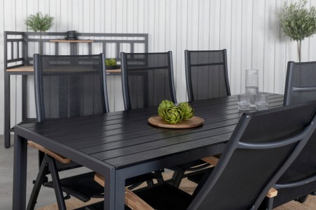 Break, Panama matgrupp 1 bord + 6 stolar svart Venture Home