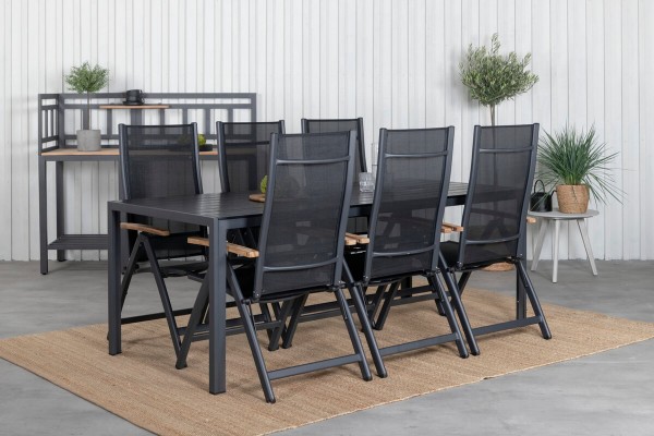 Break, Panama matgrupp 1 bord + 6 stolar svart Venture Home