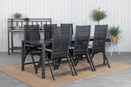 Break, Panama matgrupp 1 bord + 6 stolar svart Venture Home