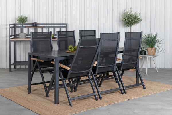 Break, Panama matgrupp 1 bord + 6 stolar svart Venture Home