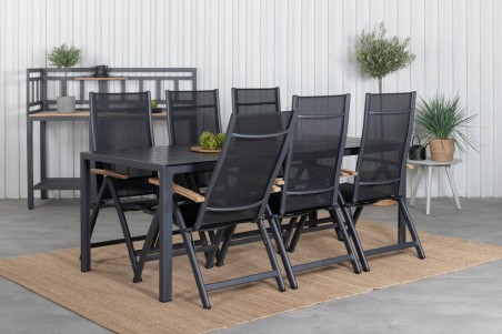 Break, Panama matgrupp 1 bord + 6 stolar svart Venture Home