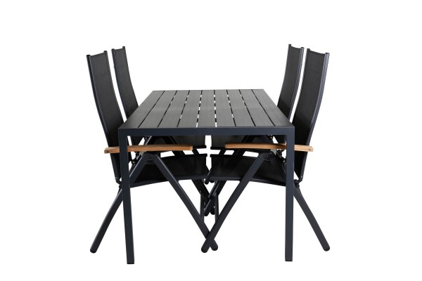 Break, Panama matgrupp 1 bord + 4 stolar svart Venture Home