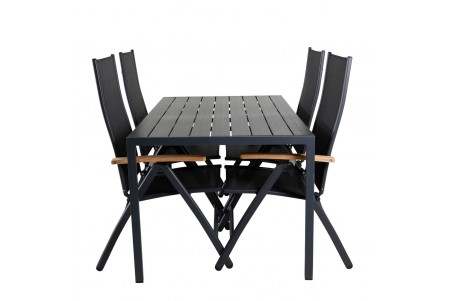 Break, Panama matgrupp 1 bord + 4 stolar svart Venture Home