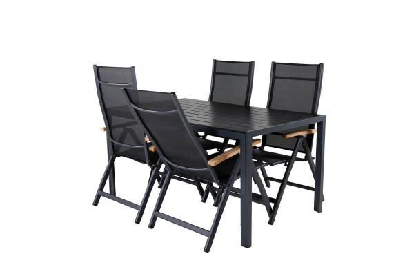 Break, Panama matgrupp 1 bord + 4 stolar svart Venture Home