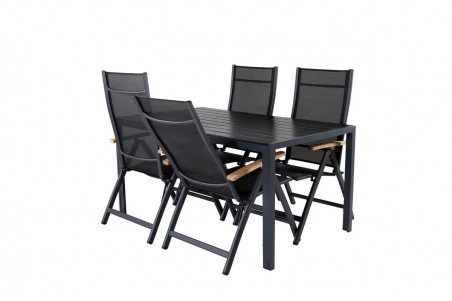 Break, Panama matgrupp 1 bord + 4 stolar svart Venture Home