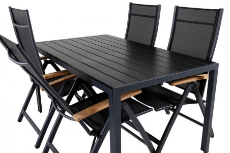 Break, Panama matgrupp 1 bord + 4 stolar svart Venture Home