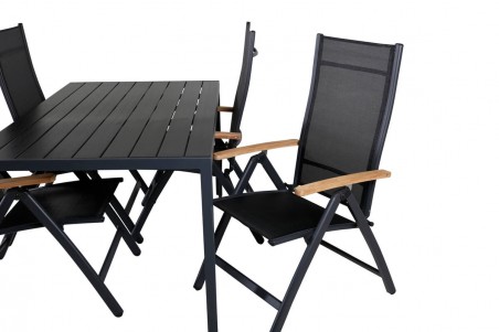 Break, Panama matgrupp 1 bord + 4 stolar svart Venture Home