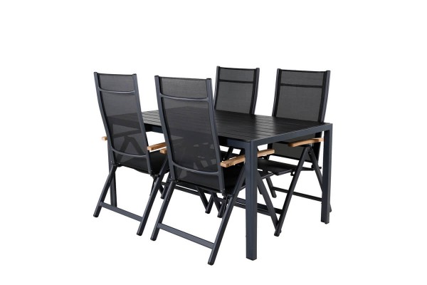 Break, Panama matgrupp 1 bord + 4 stolar svart Venture Home