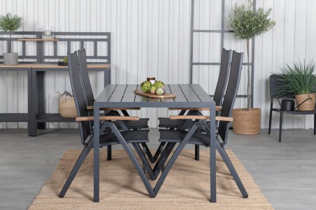 Break, Panama matgrupp 1 bord + 4 stolar svart Venture Home