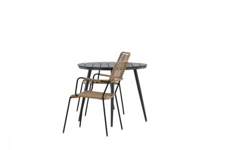 Break, Lindos rund matgrupp svart/brun Venture Home