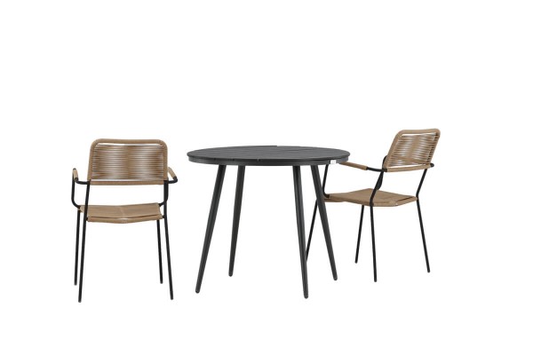 Break, Lindos rund matgrupp svart/brun Venture Home