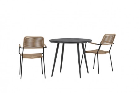 Break, Lindos rund matgrupp svart/brun Venture Home