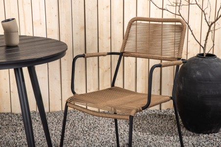Break, Lindos rund matgrupp svart/brun Venture Home