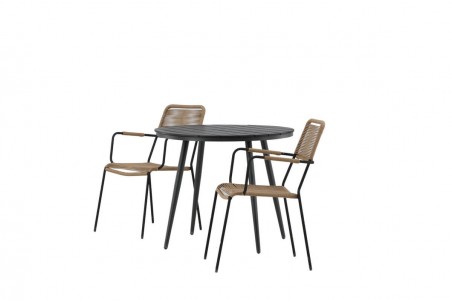 Break, Lindos rund matgrupp svart/brun Venture Home