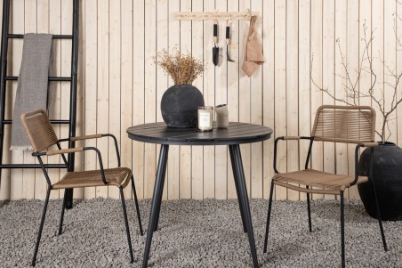 Break, Lindos rund matgrupp svart/brun Venture Home