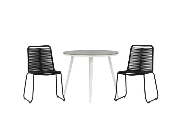 Break, Lindos rund matgrupp Ø90 cm svart/grå Venture Home