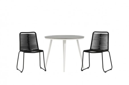 Break, Lindos rund matgrupp Ø90 cm svart/grå Venture Home