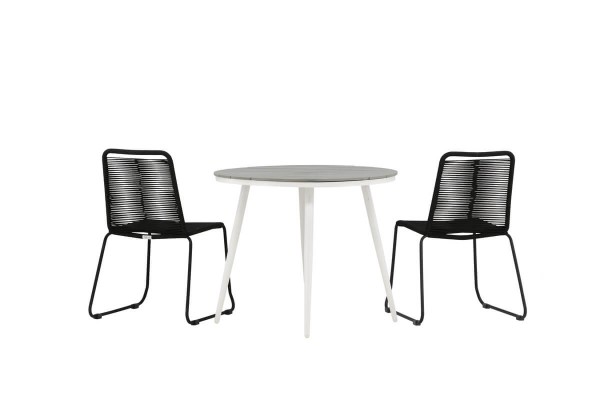 Break, Lindos rund matgrupp Ø90 cm svart/grå Venture Home
