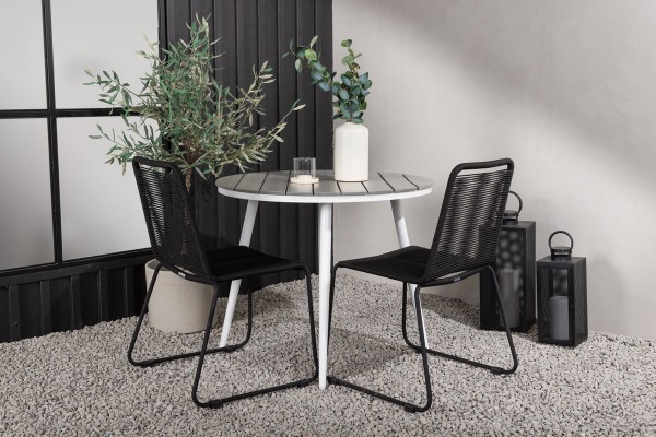 Break, Lindos rund matgrupp Ø90 cm svart/grå Venture Home