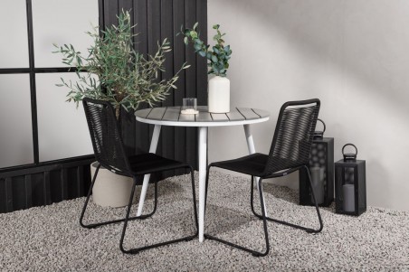 Break, Lindos rund matgrupp Ø90 cm svart/grå Venture Home