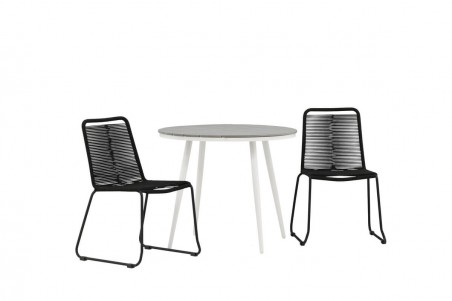 Break, Lindos rund matgrupp Ø90 cm svart/grå Venture Home