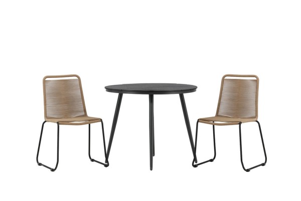 Break, Lindos rund matgrupp Ø90 cm svart/brun Venture Home