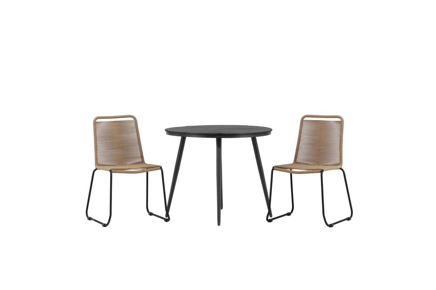 Break, Lindos rund matgrupp Ø90 cm svart/brun Venture Home