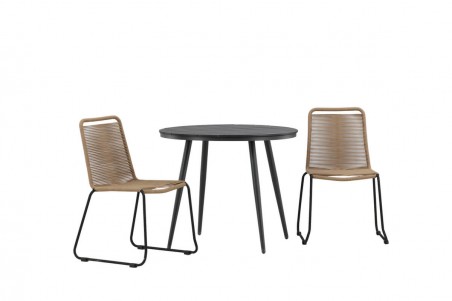 Break, Lindos rund matgrupp Ø90 cm svart/brun Venture Home