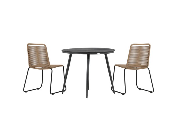 Break, Lindos rund matgrupp Ø90 cm svart/brun Venture Home
