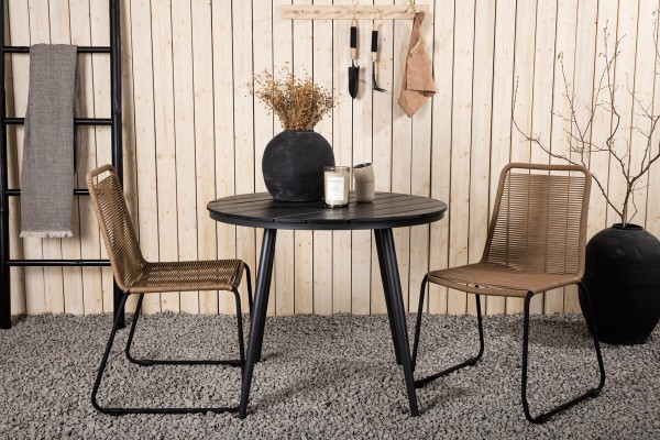 Break, Lindos rund matgrupp Ø90 cm svart/brun Venture Home