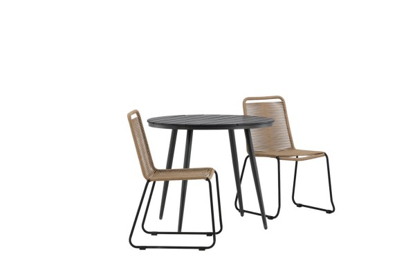 Break, Lindos rund matgrupp Ø90 cm svart/brun Venture Home