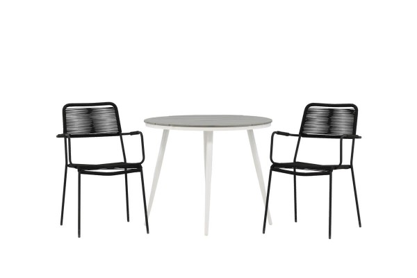 Break, Lindos rund matgrupp Ø90 cm grå/svart Venture Home