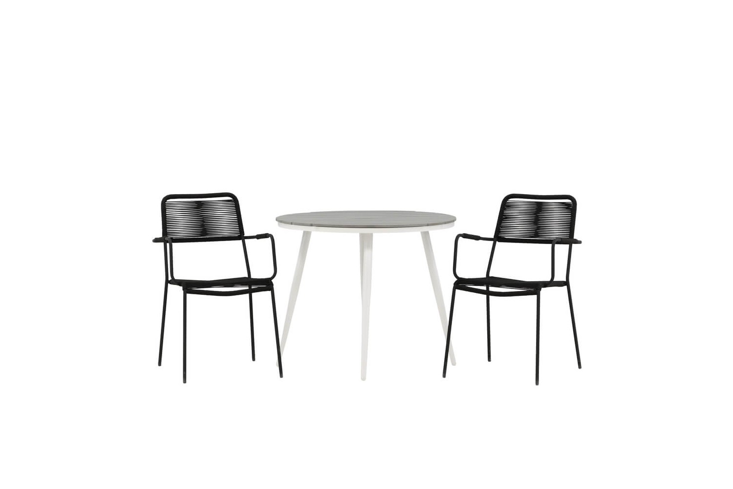 Break, Lindos rund matgrupp Ø90 cm grå/svart Venture Home
