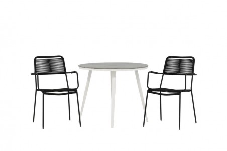 Break, Lindos rund matgrupp Ø90 cm grå/svart Venture Home