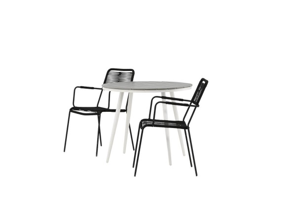 Break, Lindos rund matgrupp Ø90 cm grå/svart Venture Home