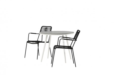 Break, Lindos rund matgrupp Ø90 cm grå/svart Venture Home