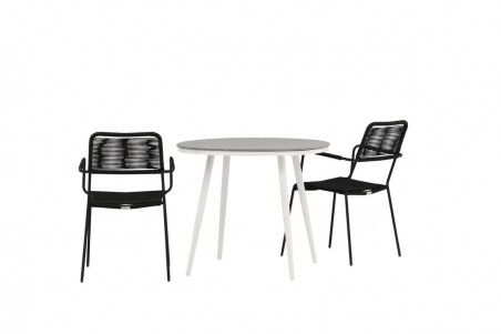 Break, Lindos rund matgrupp Ø90 cm grå/svart Venture Home