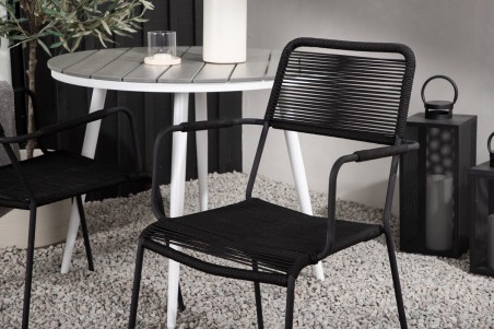 Break, Lindos rund matgrupp Ø90 cm grå/svart Venture Home