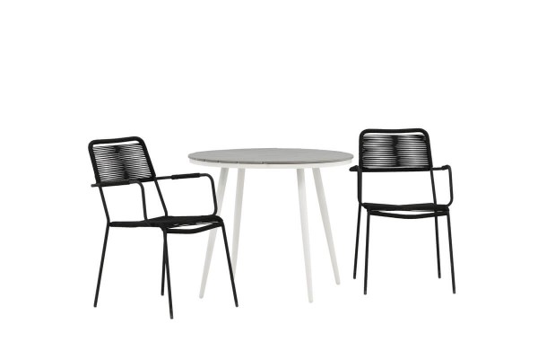 Break, Lindos rund matgrupp Ø90 cm grå/svart Venture Home